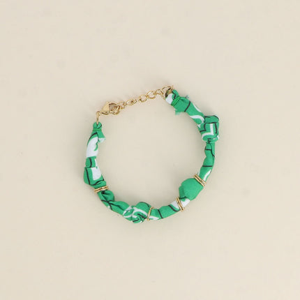 Bracelet - ruban bandana et anneaux en acier inoxydable