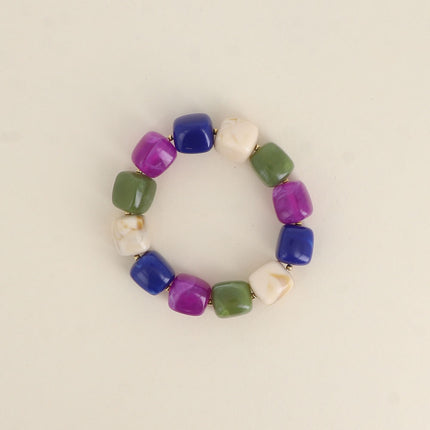 Bracelet élastique Arsénia - perles de résine cubiques