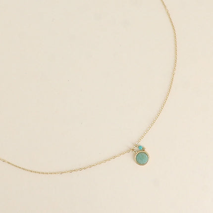 Collier Emllo Mini - pierre naturelle ronde et perle d'eau douce