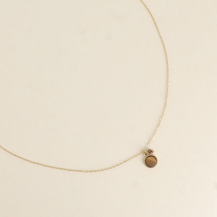 Collier Emllo Mini - pierre naturelle ronde et perle d'eau douce