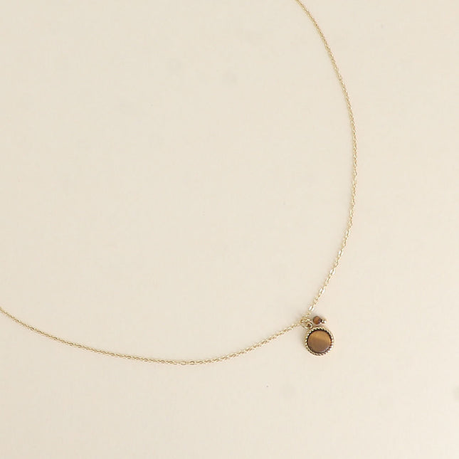 Collier Emllo Mini - pierre naturelle ronde et perle d'eau douce