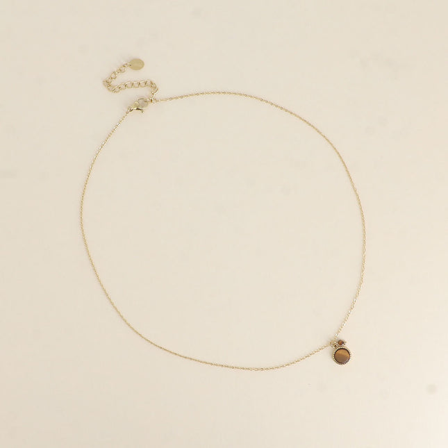 Collier Emllo Mini - pierre naturelle ronde et perle d'eau douce