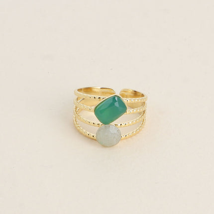 Bague Lolita - 4 rangs striés avec pierres naturelles