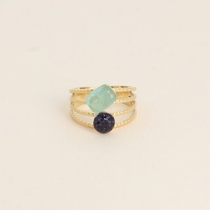 Bague Lolita - 4 rangs striés avec pierres naturelles