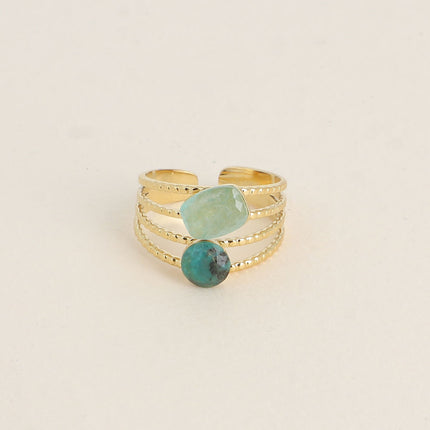 Bague Lolita - 4 rangs striés avec pierres naturelles