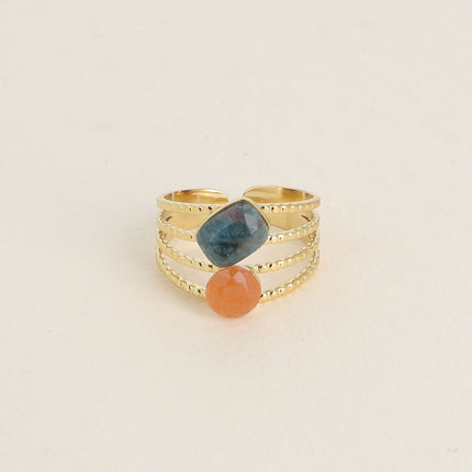 Bague Lolita - 4 rangs striés avec pierres naturelles