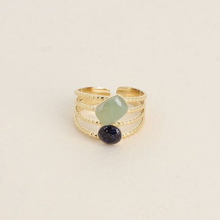 Bague Lolita - 4 rangs striés avec pierres naturelles
