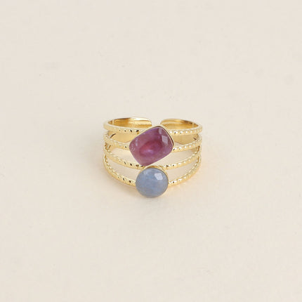 Bague Lolita - 4 rangs striés avec pierres naturelles