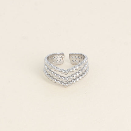 Bague Vionia - 3 rangs effet milgrain formant un V