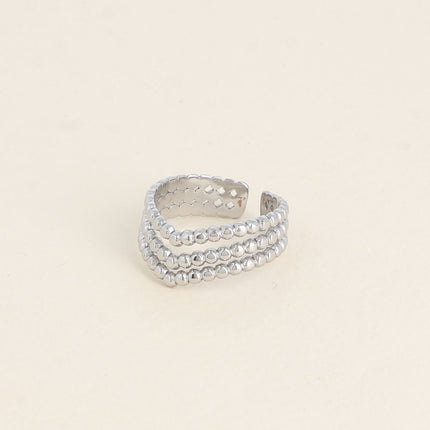 Bague Vionia - 3 rangs effet milgrain formant un V