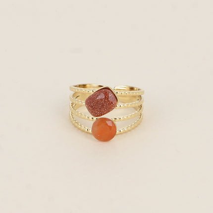 Bague Lolita - 4 rangs striés avec pierres naturelles