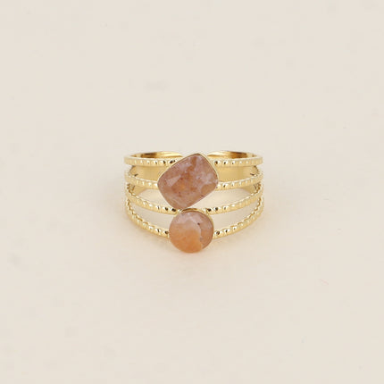 Bague Lolita - 4 rangs striés avec pierres naturelles
