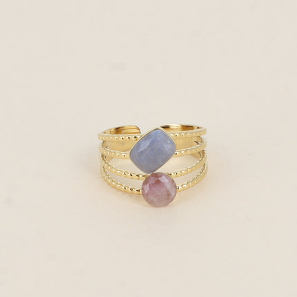 Bague Lolita - 4 rangs striés avec pierres naturelles