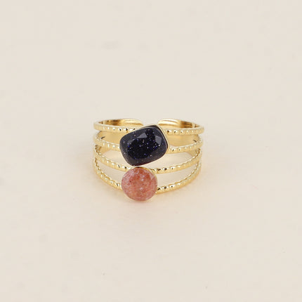 Bague Lolita - 4 rangs striés avec pierres naturelles
