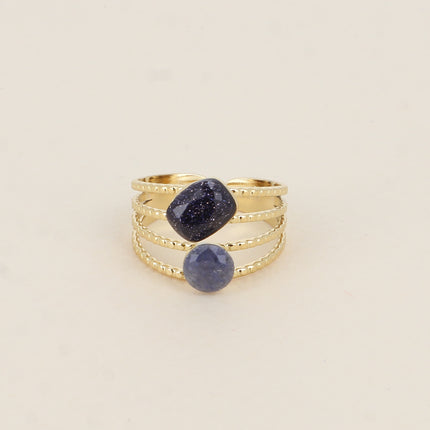 Bague Lolita - 4 rangs striés avec pierres naturelles