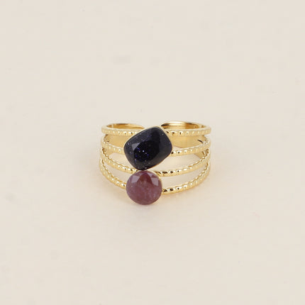 Bague Lolita - 4 rangs striés avec pierres naturelles