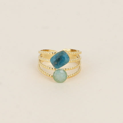 Bague Lolita - 4 rangs striés avec pierres naturelles