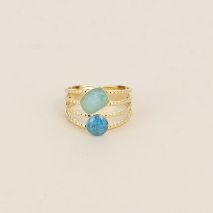 Bague Lolita - 4 rangs striés avec pierres naturelles