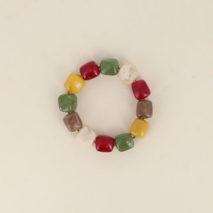 Bracelet élastique Arsénia - perles de résine cubiques