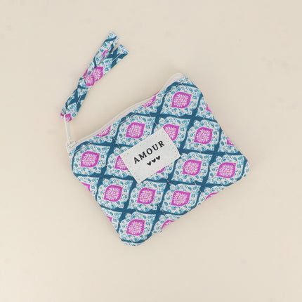 Porte-monnaie - AMOUR, 3 coeurs, motifs - 11 x 9 cm