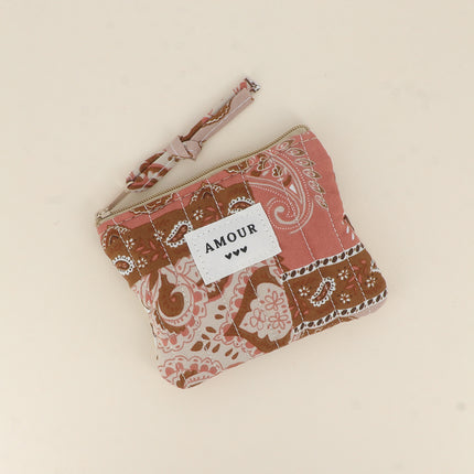 Porte-monnaie - AMOUR, 3 coeurs, motifs - 11 x 9 cm