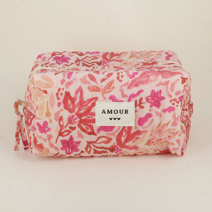 Grande trousse - AMOUR, 3 coeurs, motifs - 23 x 12 cm