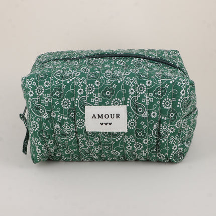 Grande trousse - AMOUR, 3 coeurs, motifs - 23 x 12 cm