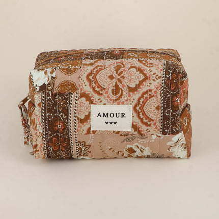 Grande trousse - AMOUR, 3 coeurs, motifs - 23 x 12 cm
