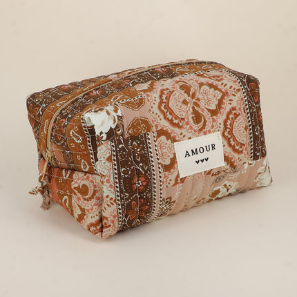 Grande trousse - AMOUR, 3 coeurs, motifs - 23 x 12 cm