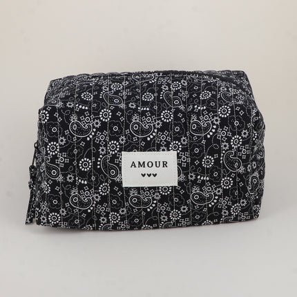 Grande trousse - AMOUR, 3 coeurs, motifs - 23 x 12 cm