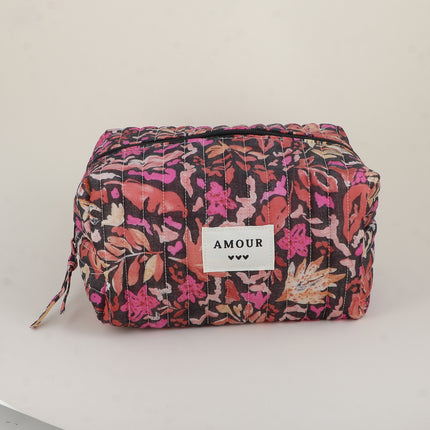 Grande trousse - AMOUR, 3 coeurs, motifs - 23 x 12 cm