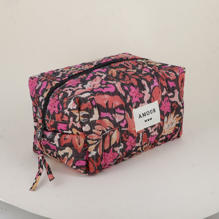 Grande trousse - AMOUR, 3 coeurs, motifs - 23 x 12 cm
