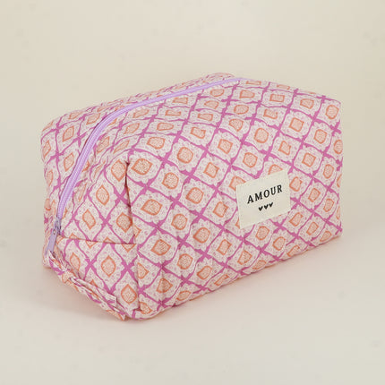 Grande trousse - AMOUR, 3 coeurs, motifs - 23 x 12 cm