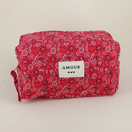 Grande trousse - AMOUR, 3 coeurs, motifs - 23 x 12 cm
