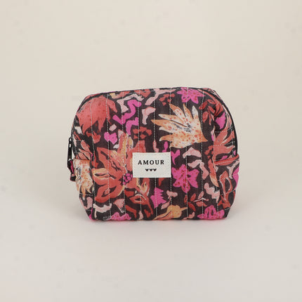 Trousse - AMOUR, 3 coeurs, motifs - 15 x 10 cm