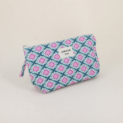 Trousse - AMOUR, 3 coeurs, motifs - 19 x 11 cm
