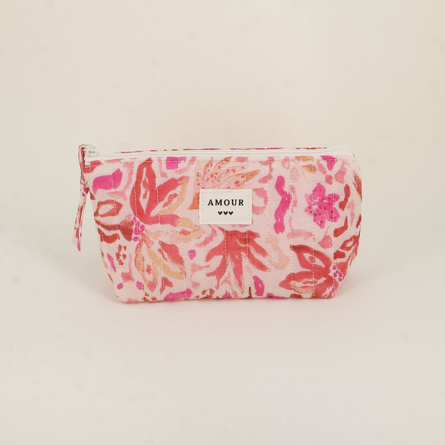 Trousse - AMOUR, 3 coeurs, motifs - 19 x 11 cm