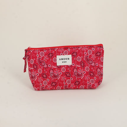 Trousse - AMOUR, 3 coeurs, motifs - 19 x 11 cm