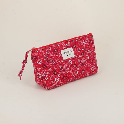 Trousse - AMOUR, 3 coeurs, motifs - 19 x 11 cm