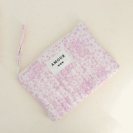 Trousse - AMOUR, 3 coeurs, motifs - 20 x 14 cm