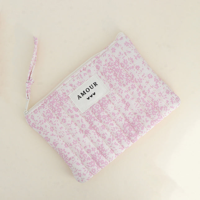 Trousse - AMOUR, 3 coeurs, motifs - 20 x 14 cm