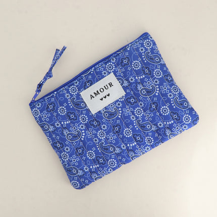 Trousse - AMOUR, 3 coeurs, motifs - 20 x 14 cm