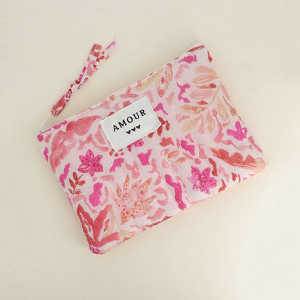 Trousse - AMOUR, 3 coeurs, motifs - 20 x 14 cm
