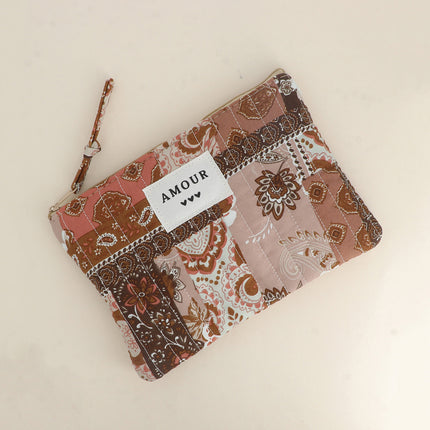 Trousse - AMOUR, 3 coeurs, motifs - 20 x 14 cm