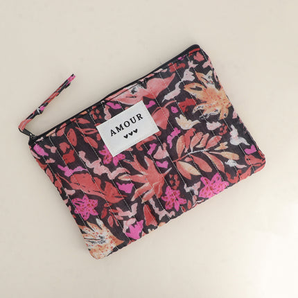Trousse - AMOUR, 3 coeurs, motifs - 20 x 14 cm