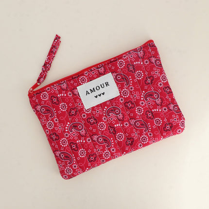 Trousse - AMOUR, 3 coeurs, motifs - 20 x 14 cm