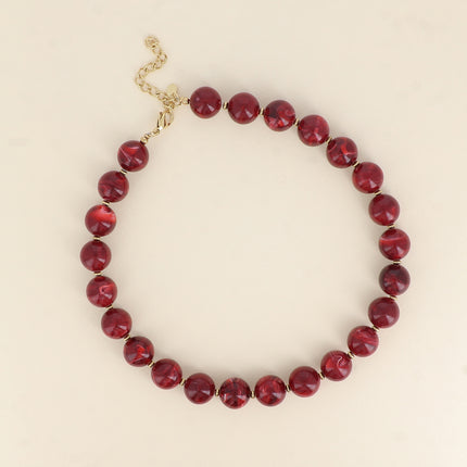Collier sur câble - perles boules en résine