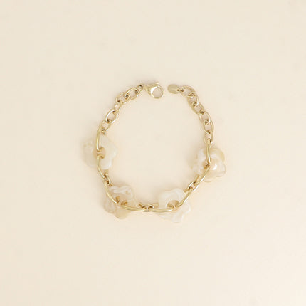 Bracelet - 4 fleurs en résine et maillons ovales