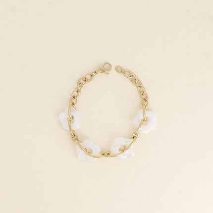 Bracelet - 4 fleurs en résine et maillons ovales