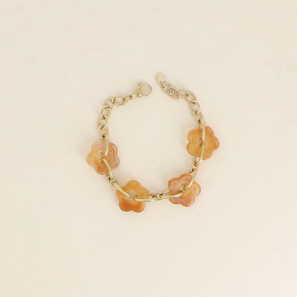 Bracelet - 4 fleurs en résine et maillons ovales